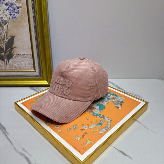 穆M家-燈芯絨棒球帽 粉色