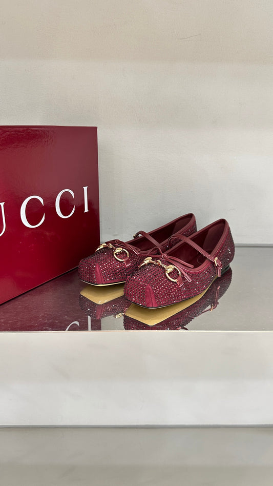 古G家-26水鑽方頭瑪莉珍鞋 紅色