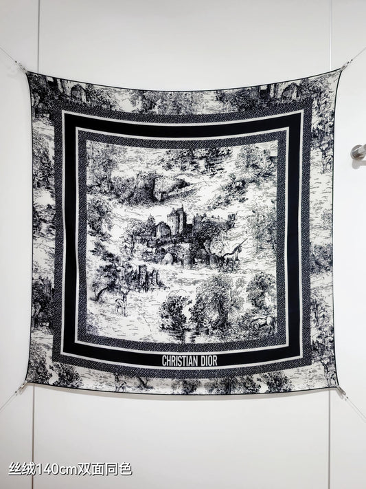 迪D家-雙面同色 140x140cm 70%羊絨30%真絲