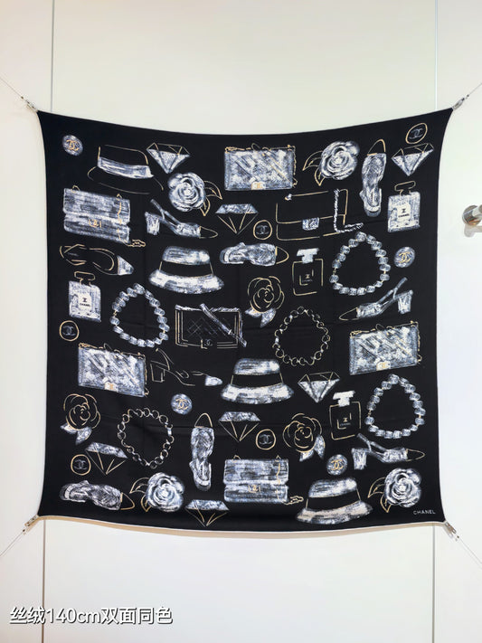 小香家-雙面同色 140x140cm 70%羊絨30%真絲