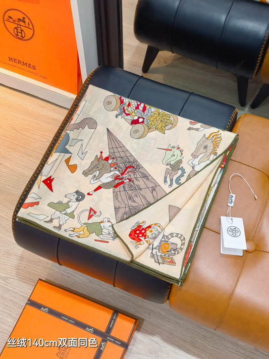 小愛款-雙面同色 140x140cm 70%羊絨30%真絲