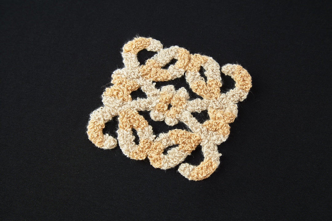羅L家-毛巾刺繡logo短袖 黑色