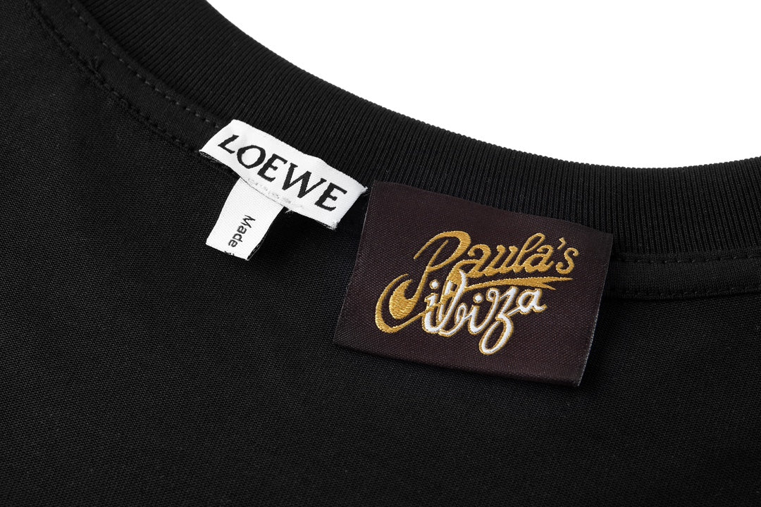羅L家-毛巾刺繡logo短袖 黑色