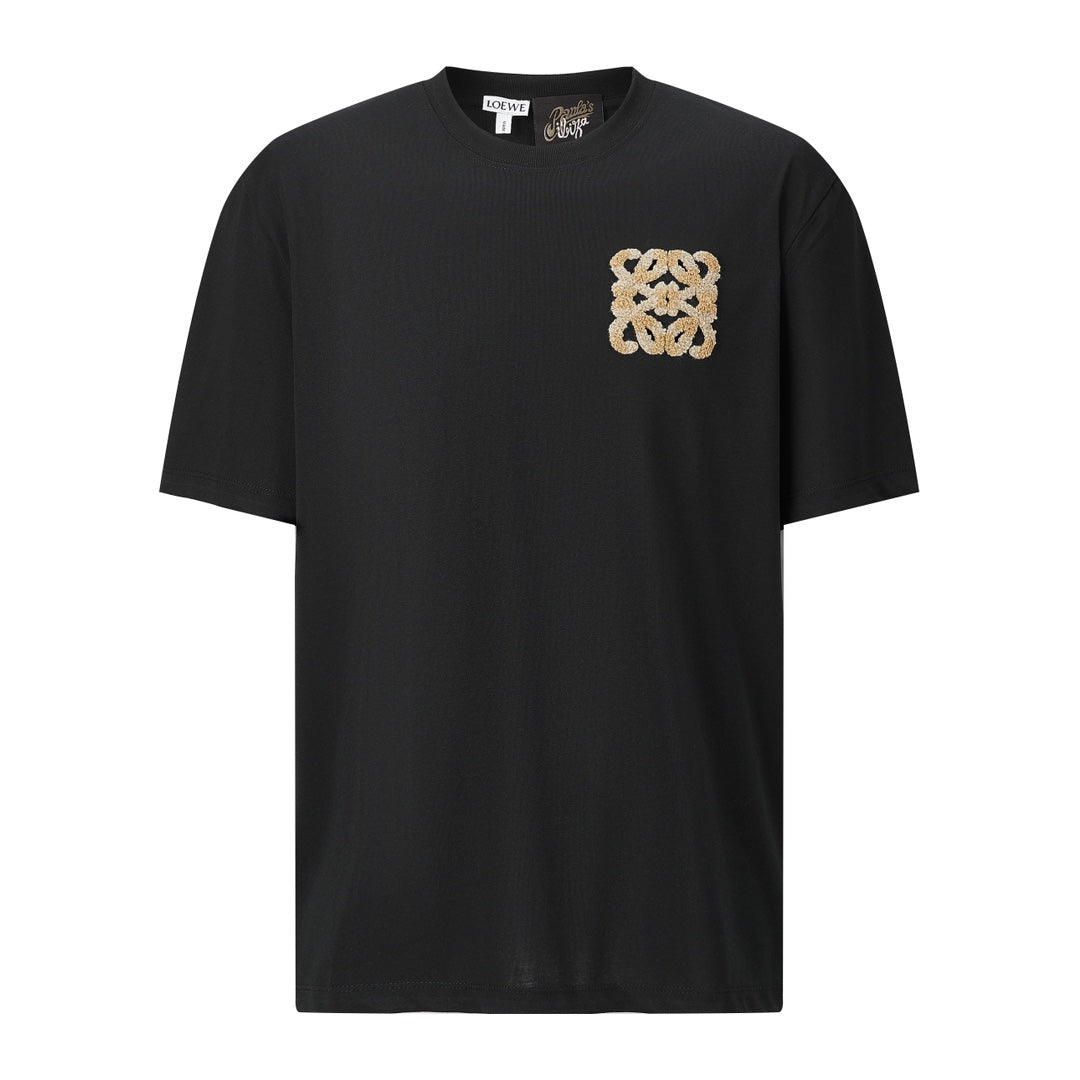 羅L家-毛巾刺繡logo短袖 黑色
