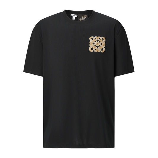 羅L家-毛巾刺繡logo短袖 黑色
