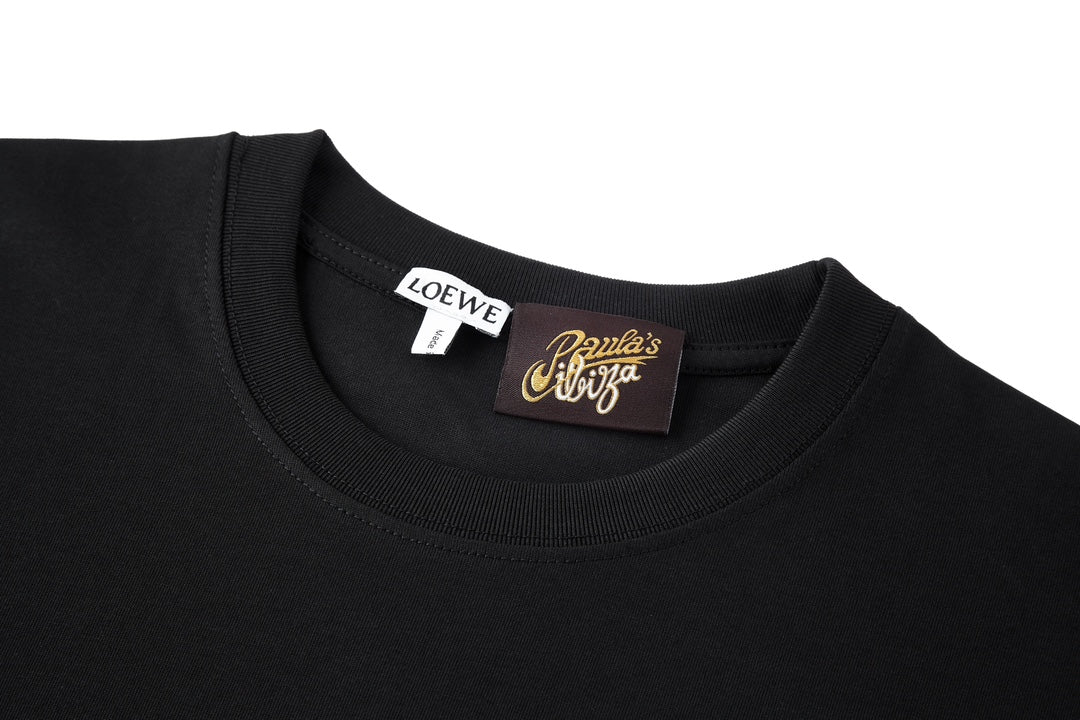 羅L家-毛巾刺繡logo短袖 黑色