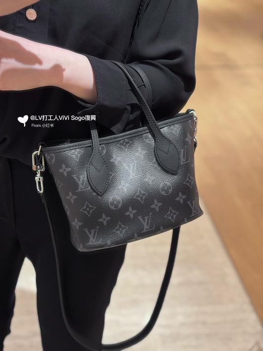 路L家-M15210 NEVERFULL INSIDE OUT BB手袋-黑花