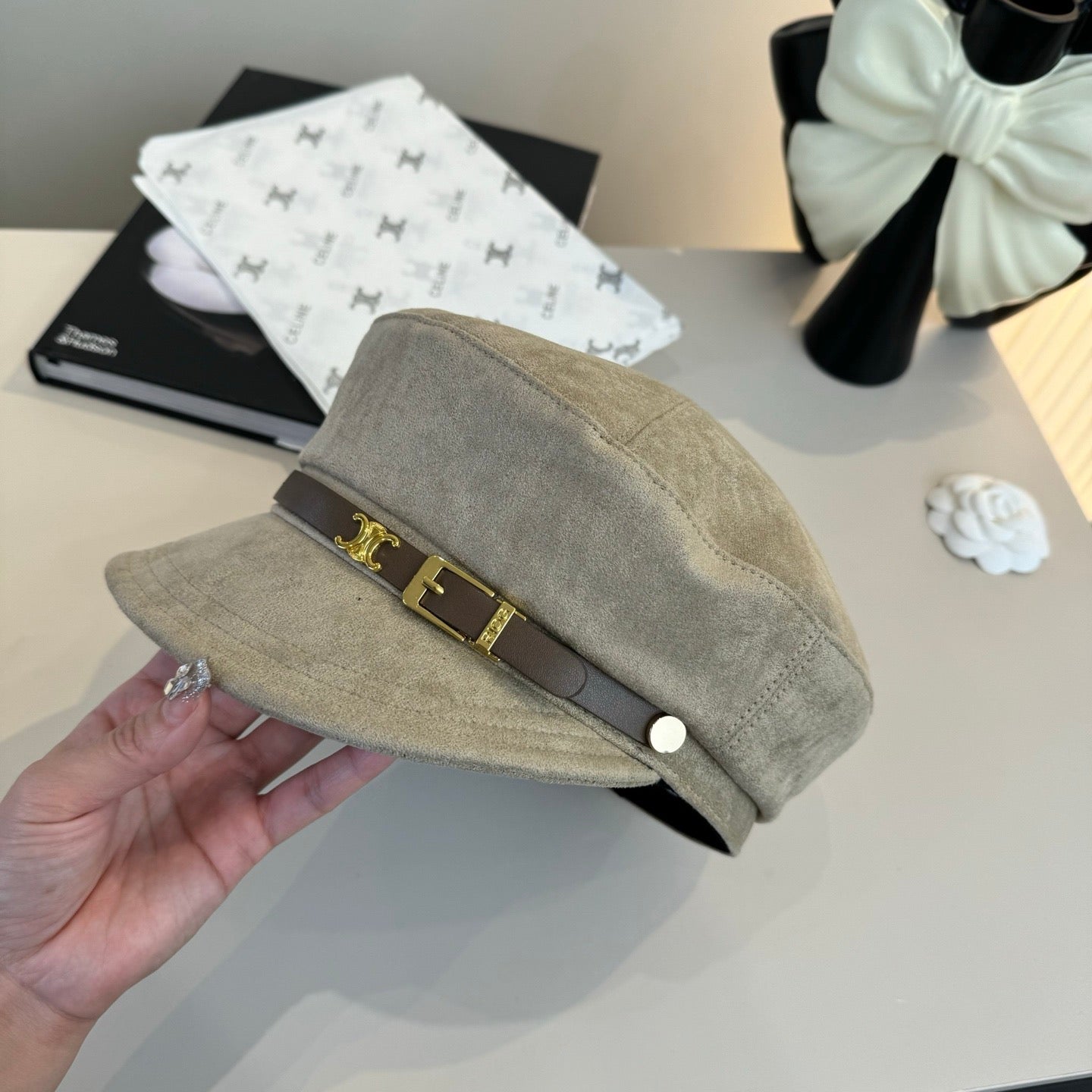 賽C家-新款鴨舌帽軍帽-淺灰色