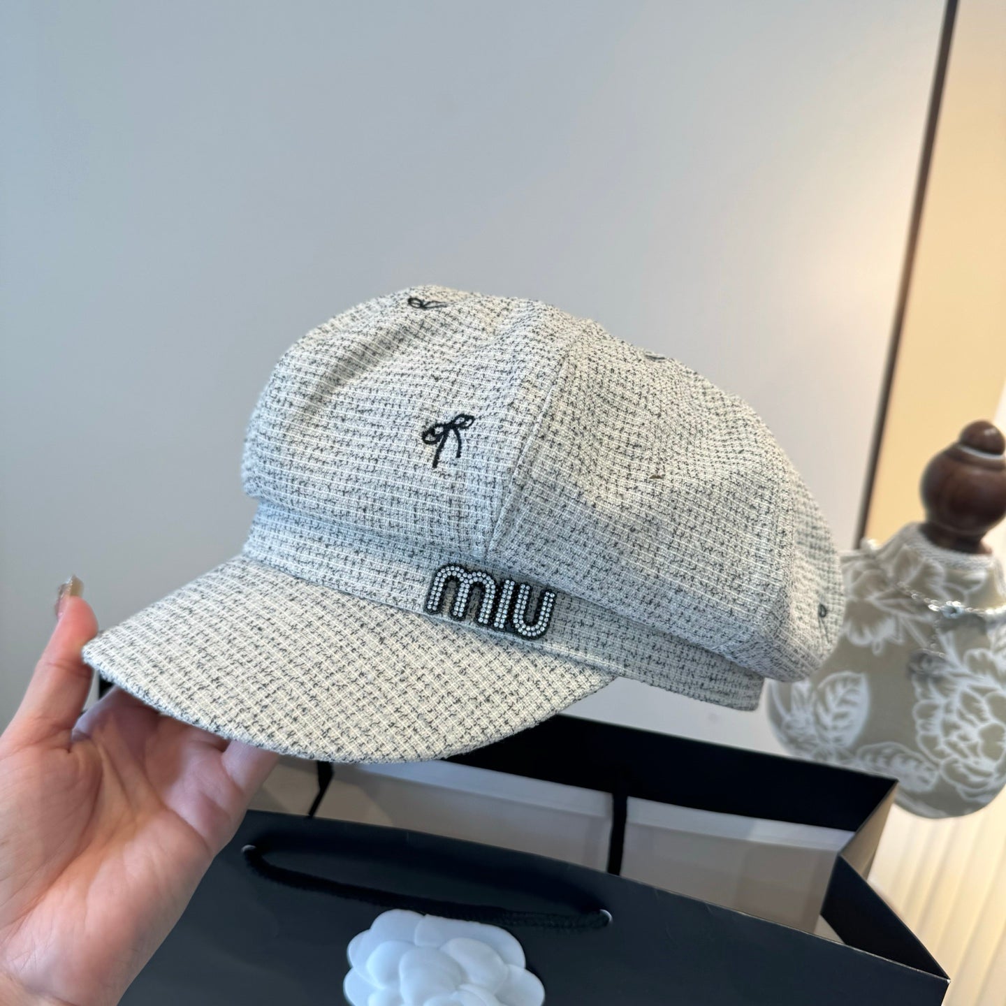 穆M家-新款鴨舌畫家帽 高端定制-淺灰
