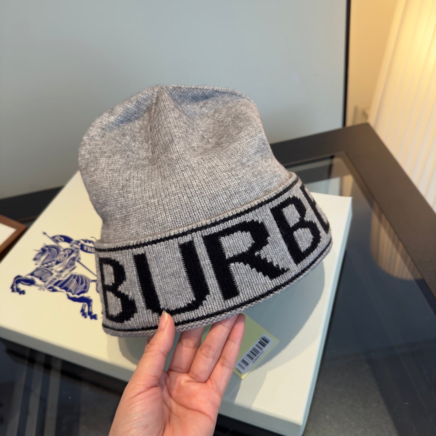 巴B家-新款毛線帽-淺灰