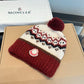 Moncler-新款毛線帽-紅白拼接