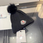 Moncler-針織帽毛帽-黑色