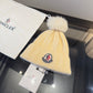 Moncler-針織帽毛帽-鵝黃色