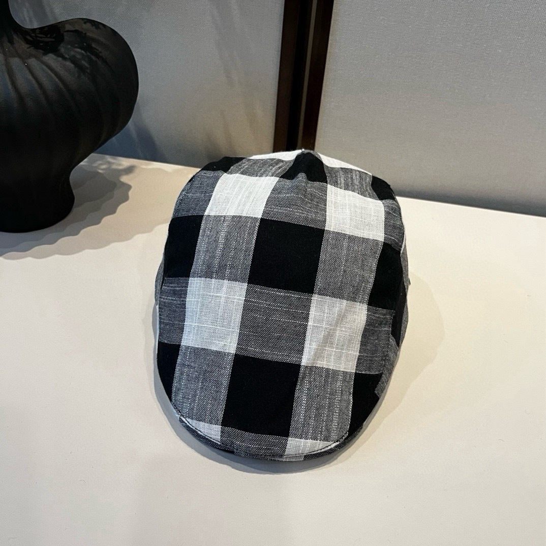 路L家-新款鴨舌前進帽-黑白格子