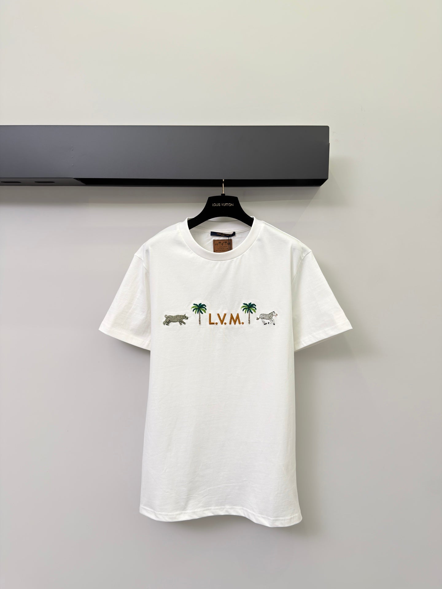 路L家-動物印花刺繡圖案純棉圓領T