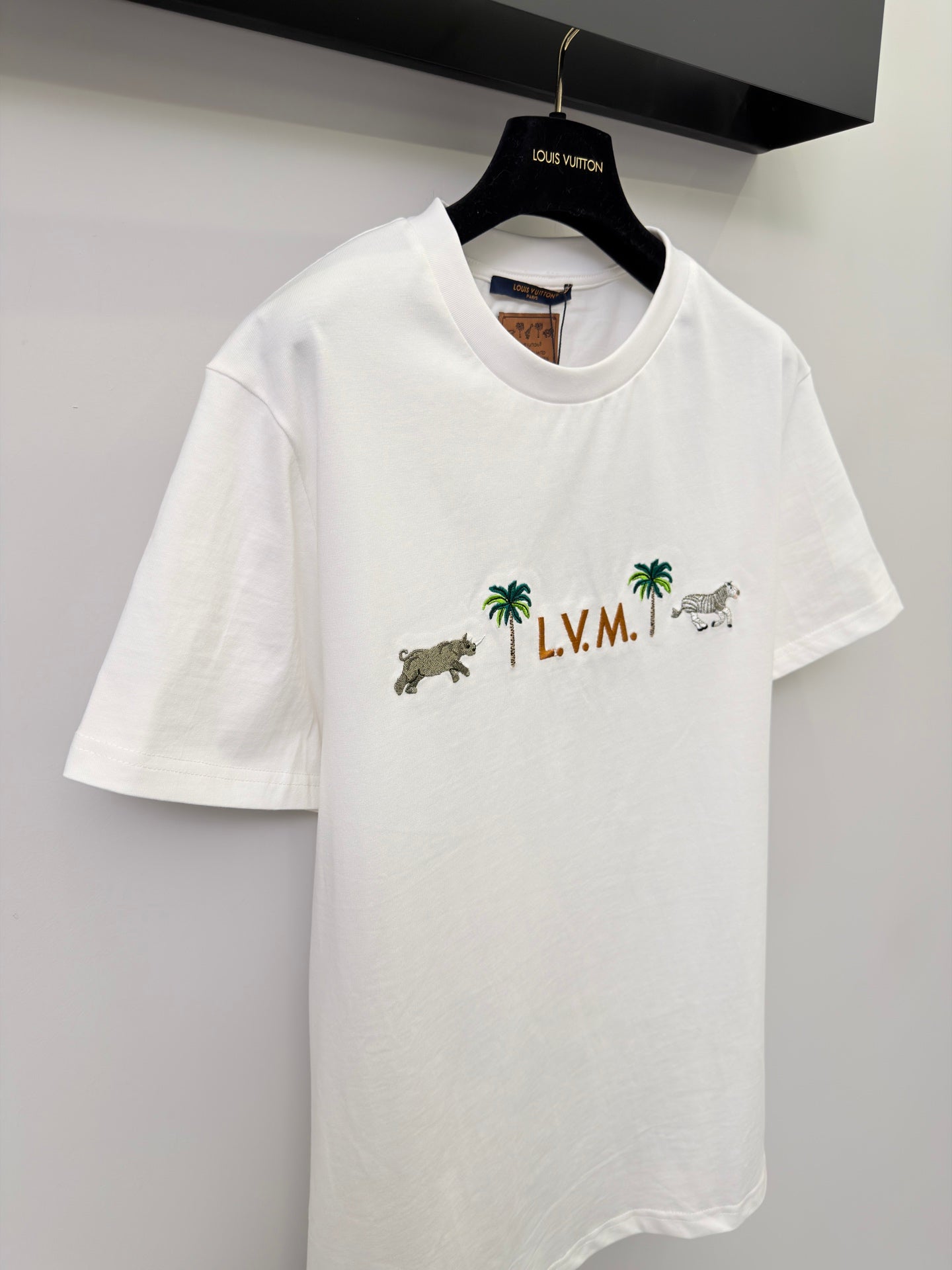 路L家-動物印花刺繡圖案純棉圓領T
