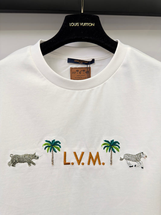 路L家-動物印花刺繡圖案純棉圓領T