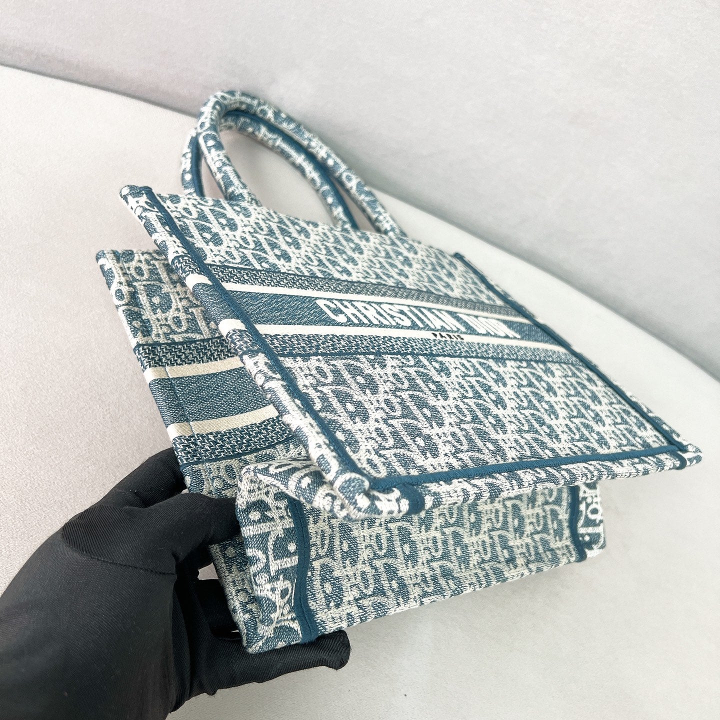 迪D家-BookTote Oblique系列 小號 刺繡綠色