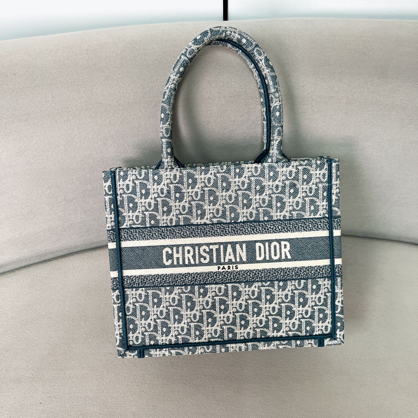 迪D家-BookTote Oblique系列 小號 刺繡綠色