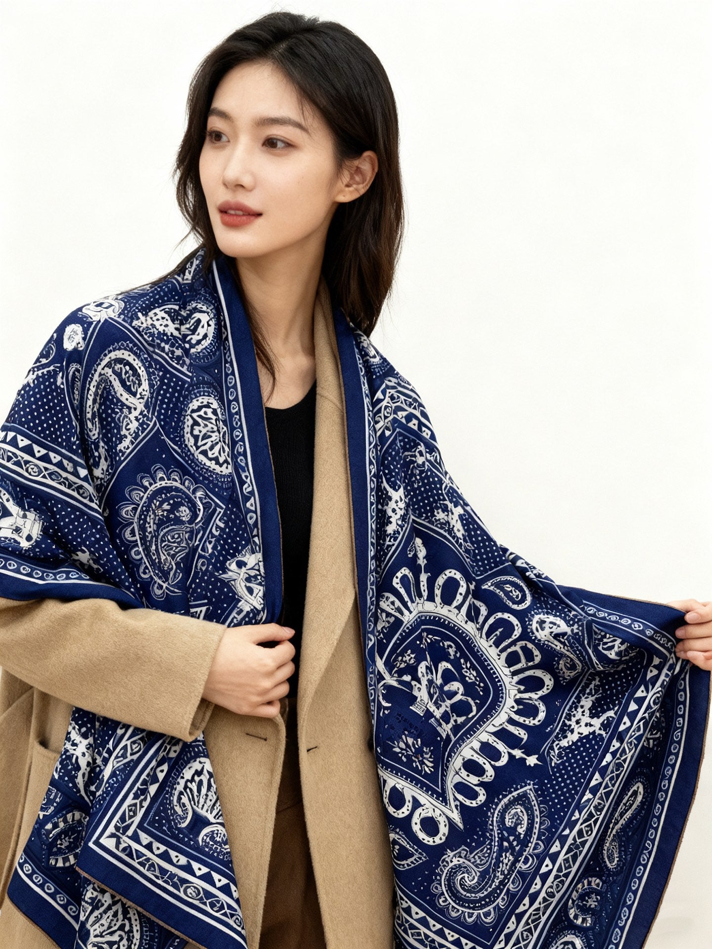 小愛款-雙面同色絲毛140cm*140cm 羊絨方巾