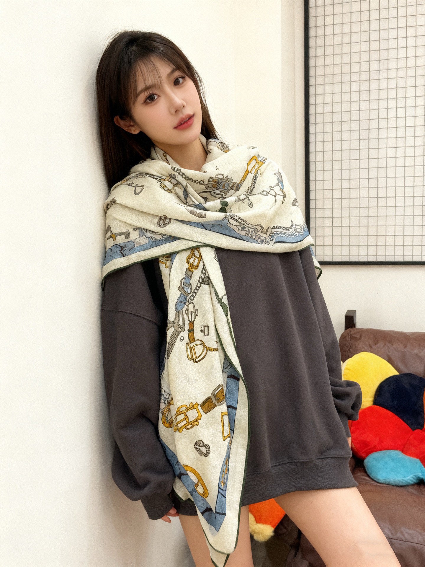 小愛款-雙面同色絲毛140cm*140cm 羊絨方巾
