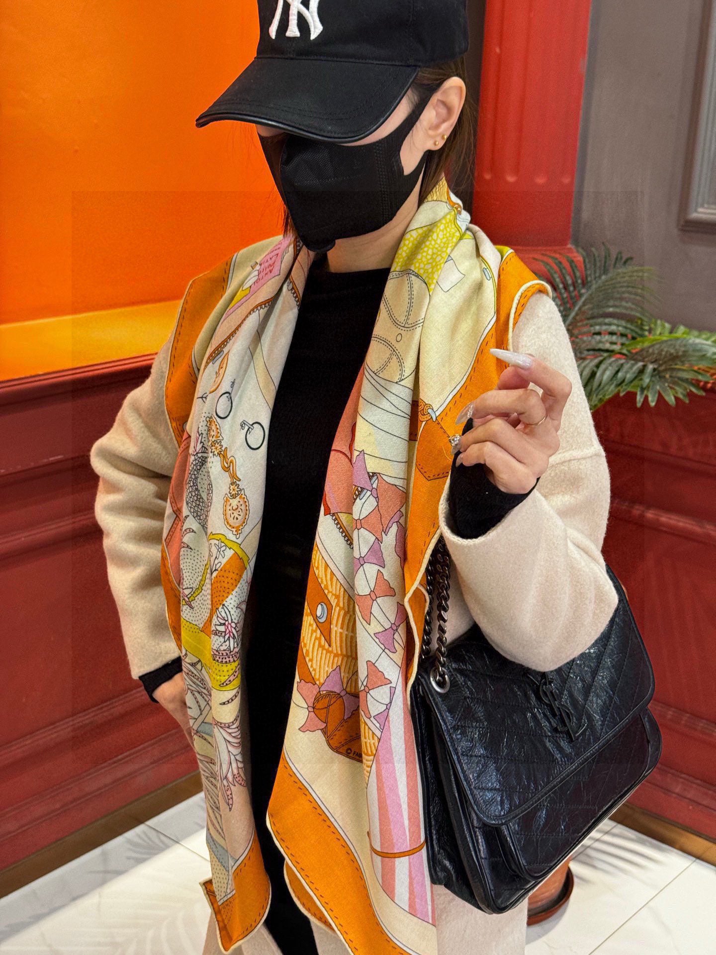 小愛款-雙面同色 真絲羊絨披肩 140*140