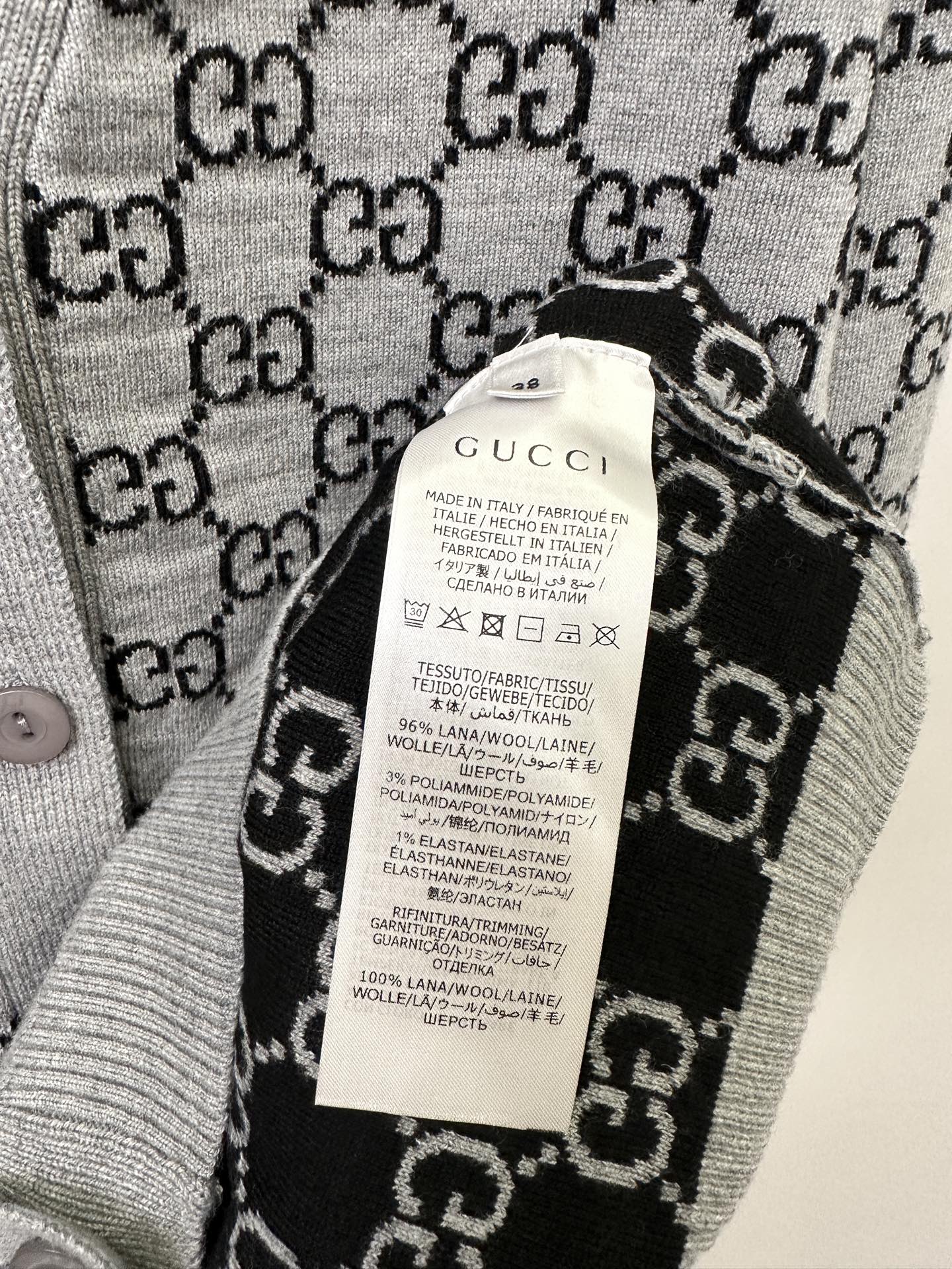 古G家-雙面GG羊毛提花針織開襟衫外套