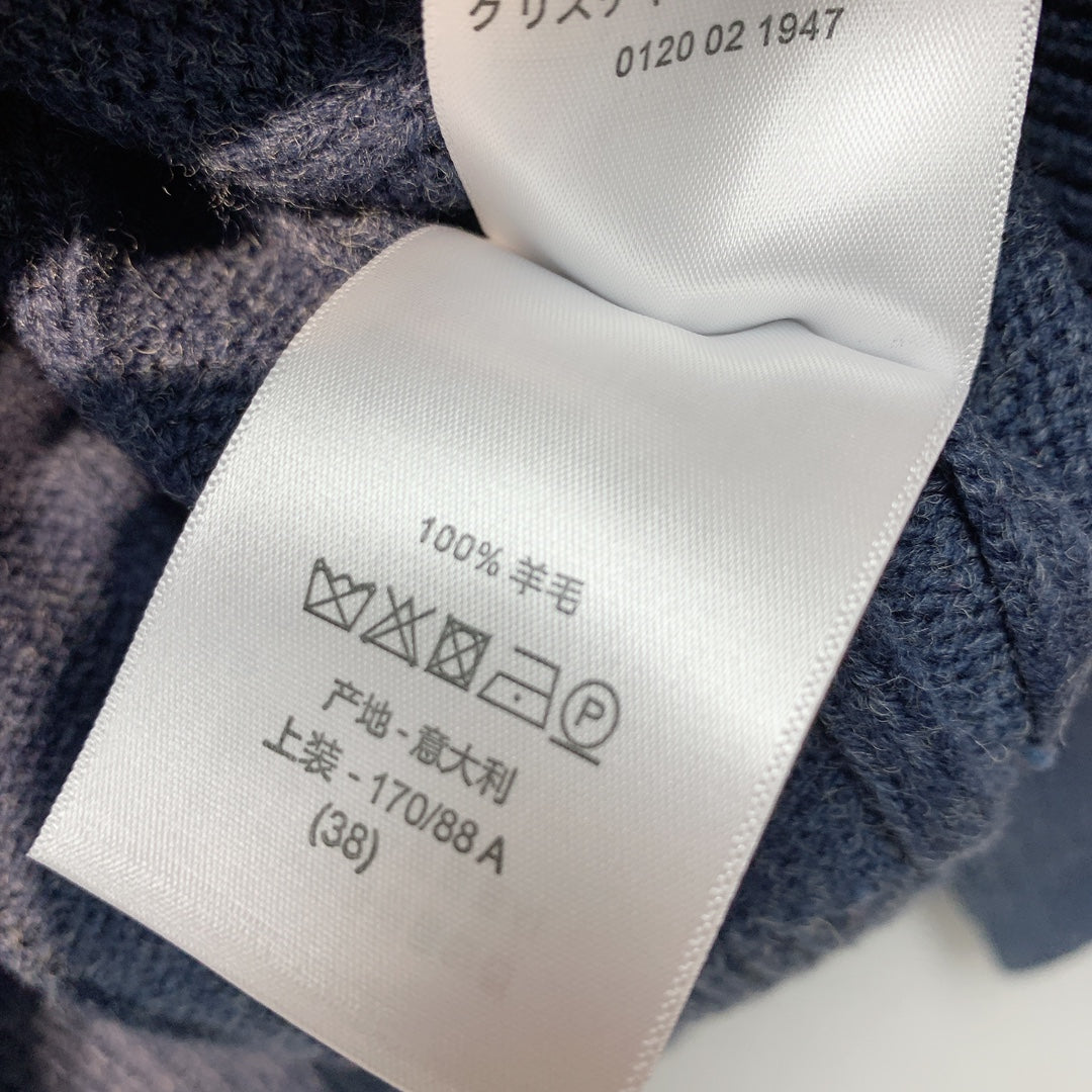 迪D家-圓領雙拉鍊刺繡針織毛衣 藍色