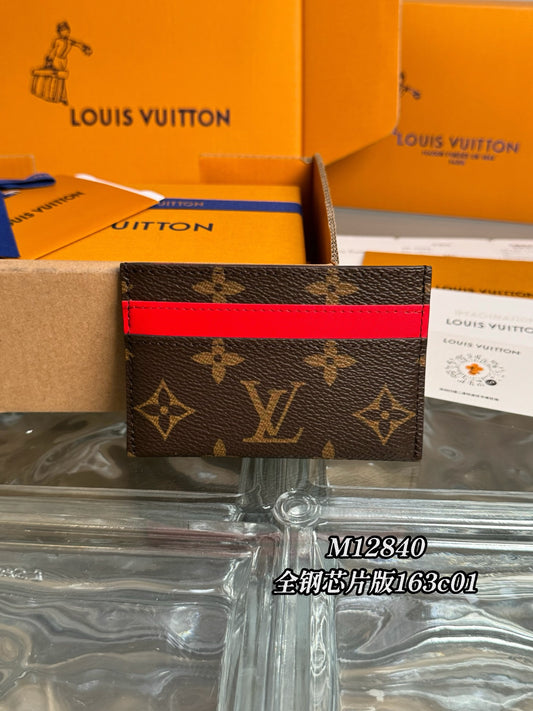 路L家-M12840 Monogram Macassar卡套-桃粉色