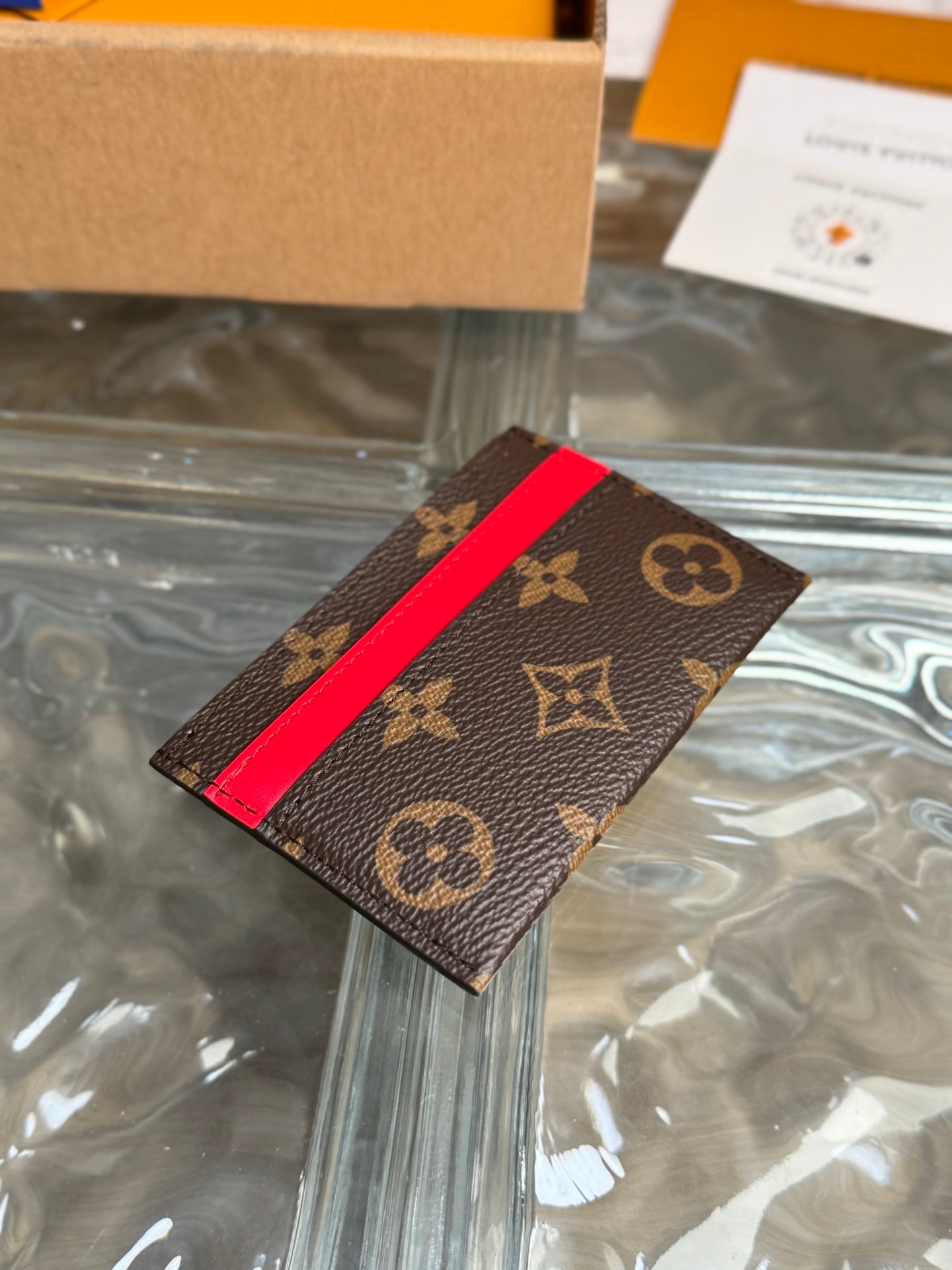 路L家-M12840 Monogram Macassar卡套-桃粉色