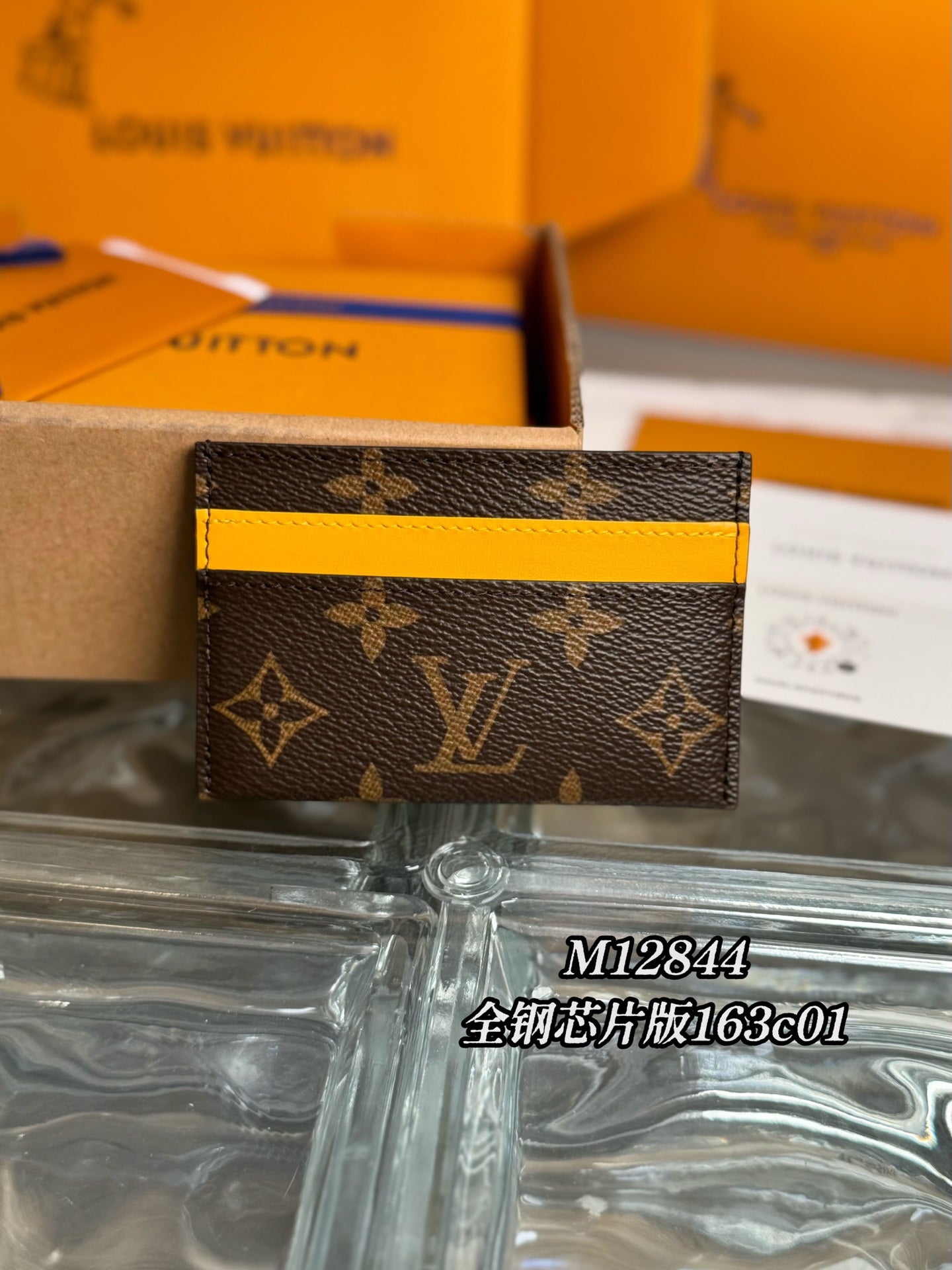 路L家-M12844 Monogram Macassar卡套-橘黃色