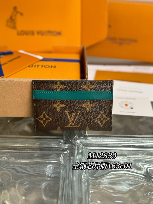 路L家-M12839 Monogram Macassar卡套-深綠色