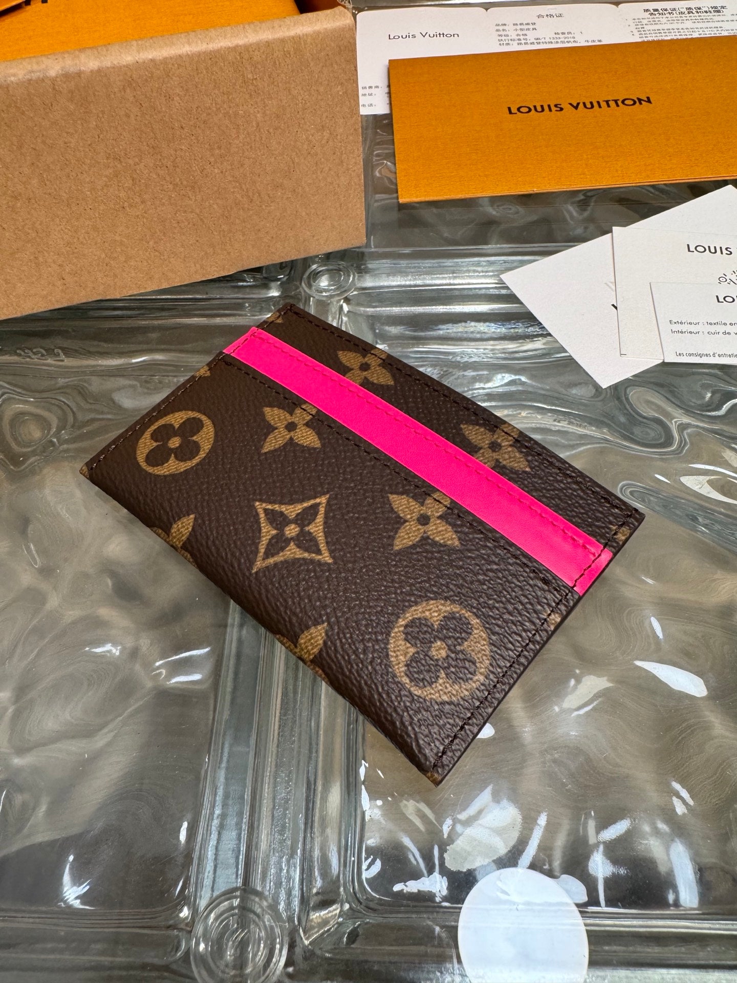 路L家-M12841 Monogram Macassar卡套-粉色