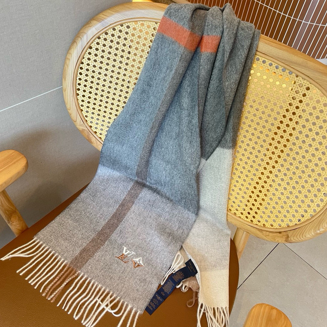 路L家-水波紋羊絨圍巾 32*180cm