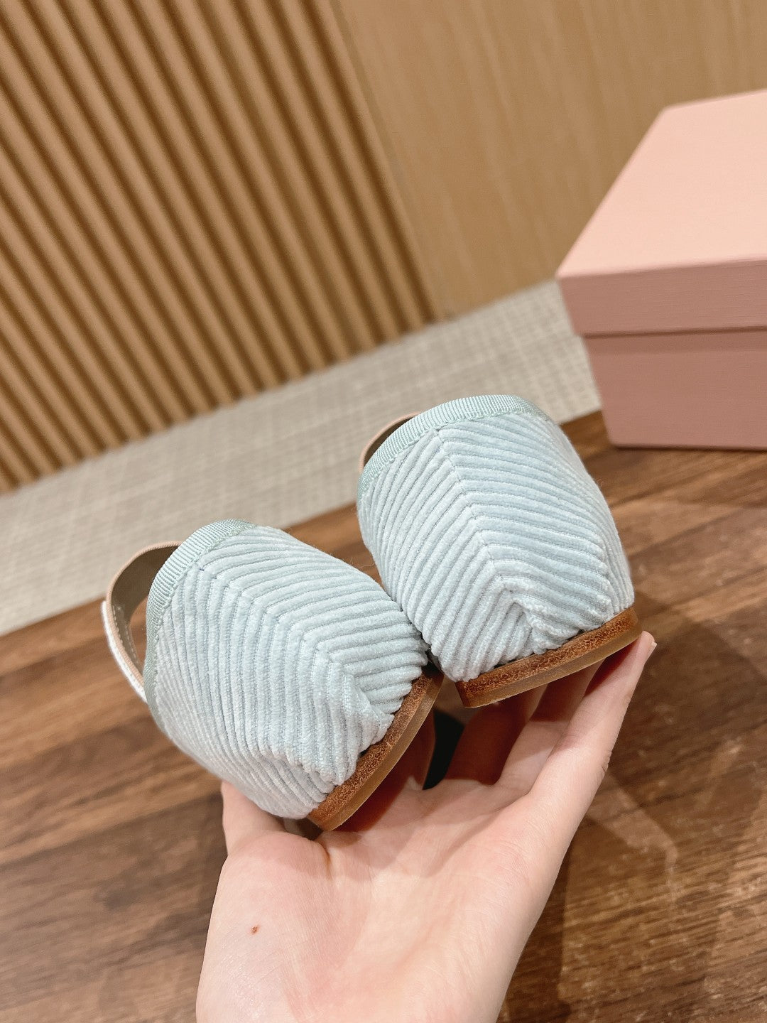 穆M家-芭蕾舞單鞋 斜紋絨 綠色
