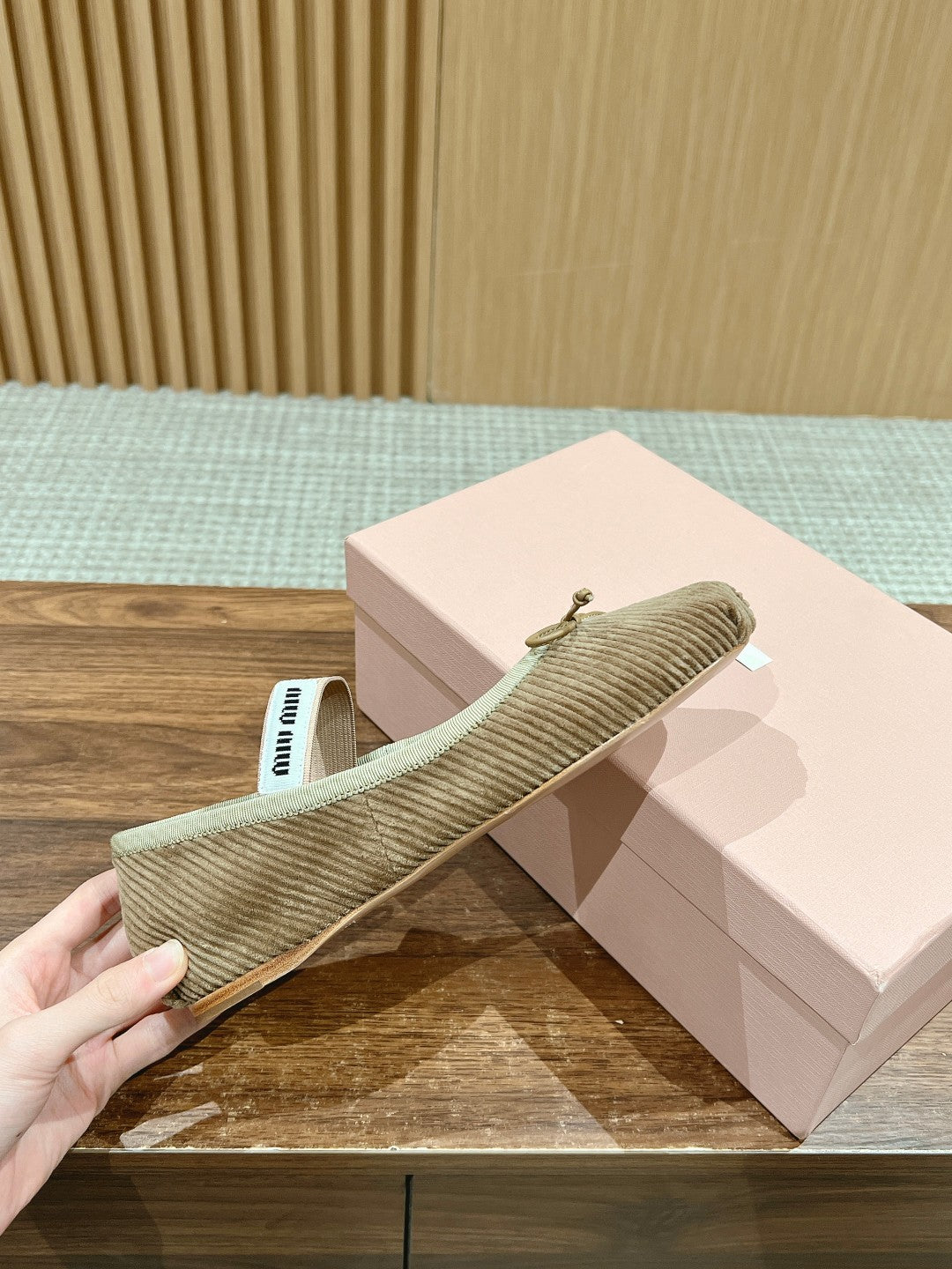 穆M家-芭蕾舞單鞋 斜紋絨 卡其色