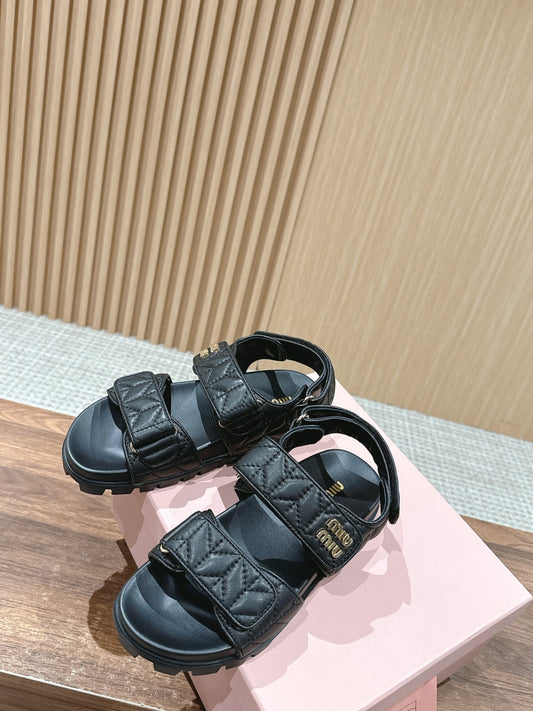 穆M家-春夏款 皮質涼鞋 黑色