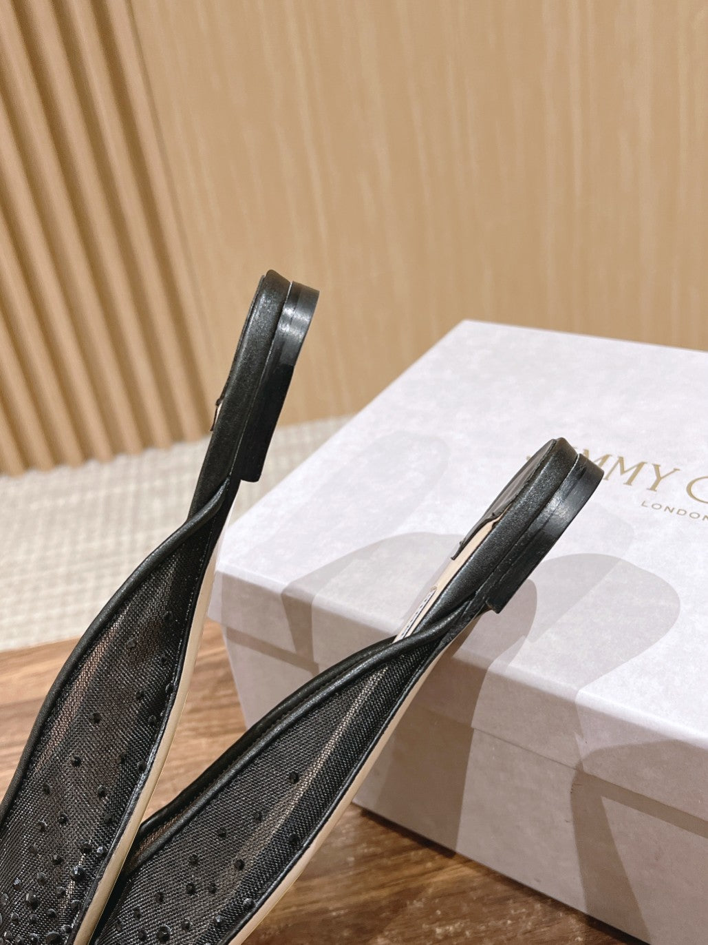 JC傑米-貼鑽網紗尖頭拖鞋 黑色