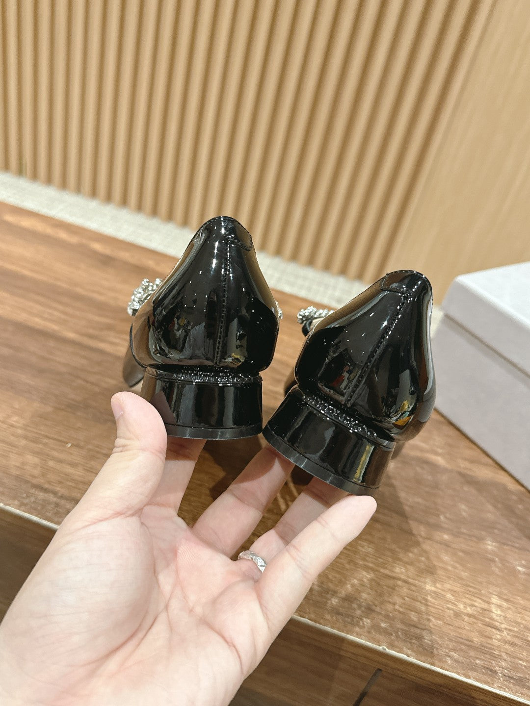 JC傑米-一字帶水晶鑽鏈 瑪莉珍鞋 黑色