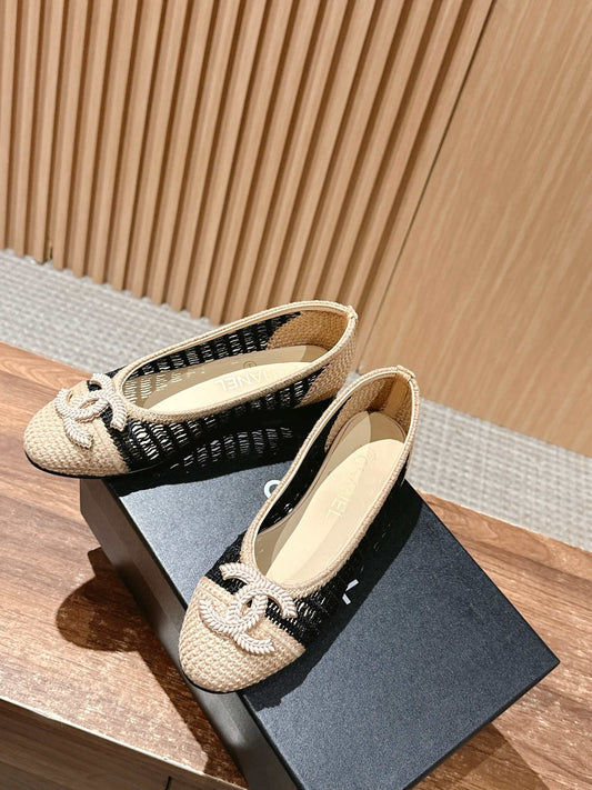 小香家-𝟮𝟬𝟮𝟱 新網面芭蕾舞鞋 拚色黑
