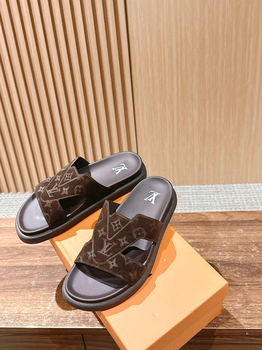 路L家-休閒沙灘拖鞋 男款鞋子 咖啡色