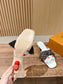路L家-蝴蝶結櫻桃低跟拖 白色