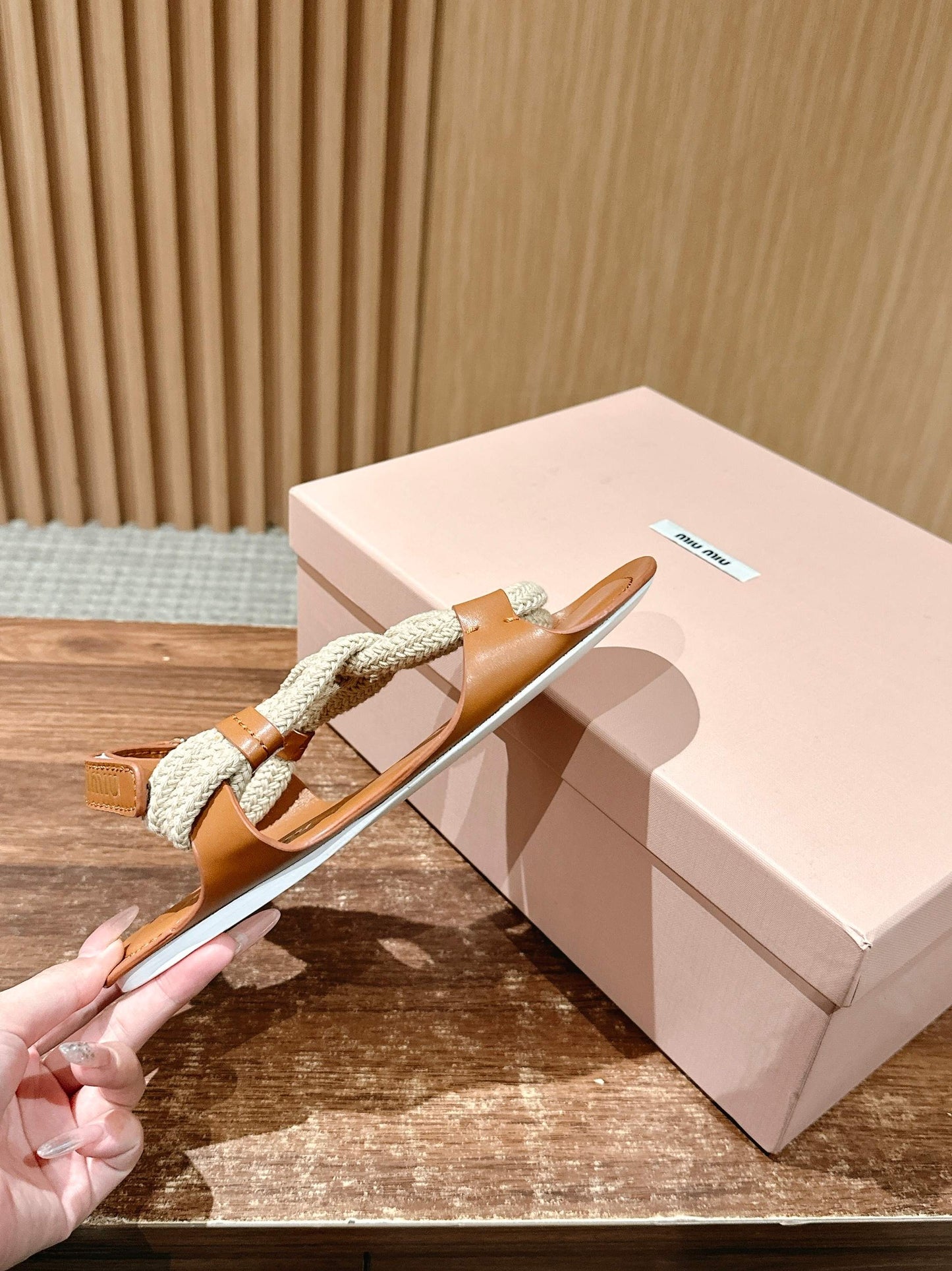 穆M家-麻繩編織涼鞋 棕色