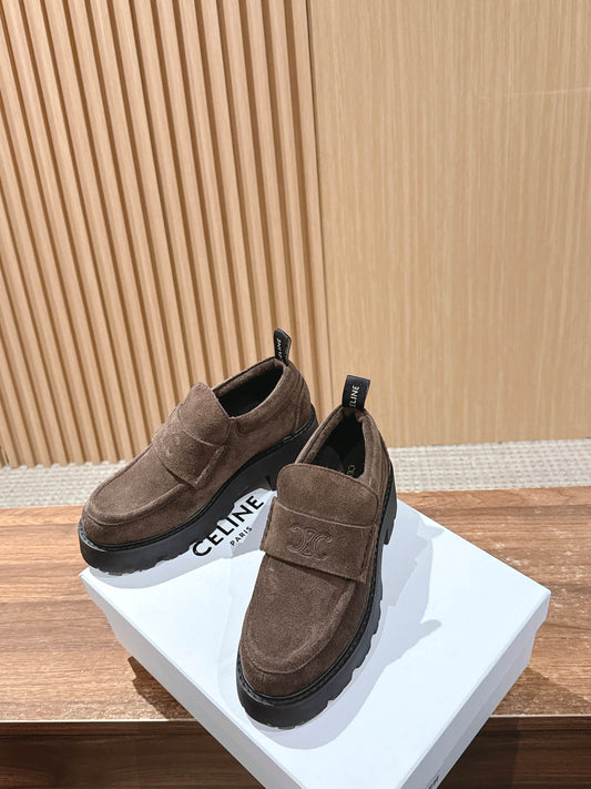 賽C家-5cm厚底麂皮樂福鞋 咖色