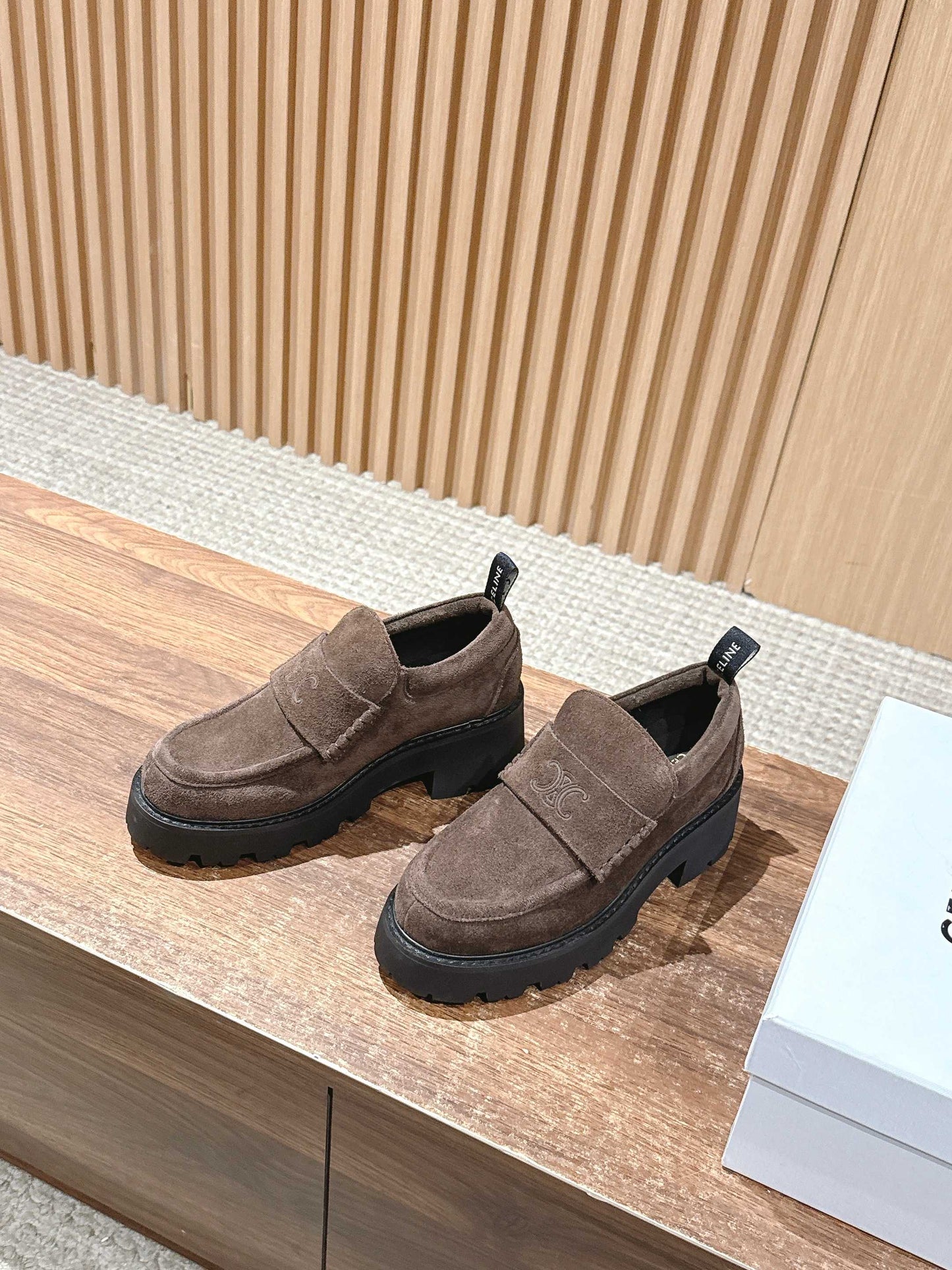 賽C家-5cm厚底麂皮樂福鞋 咖色