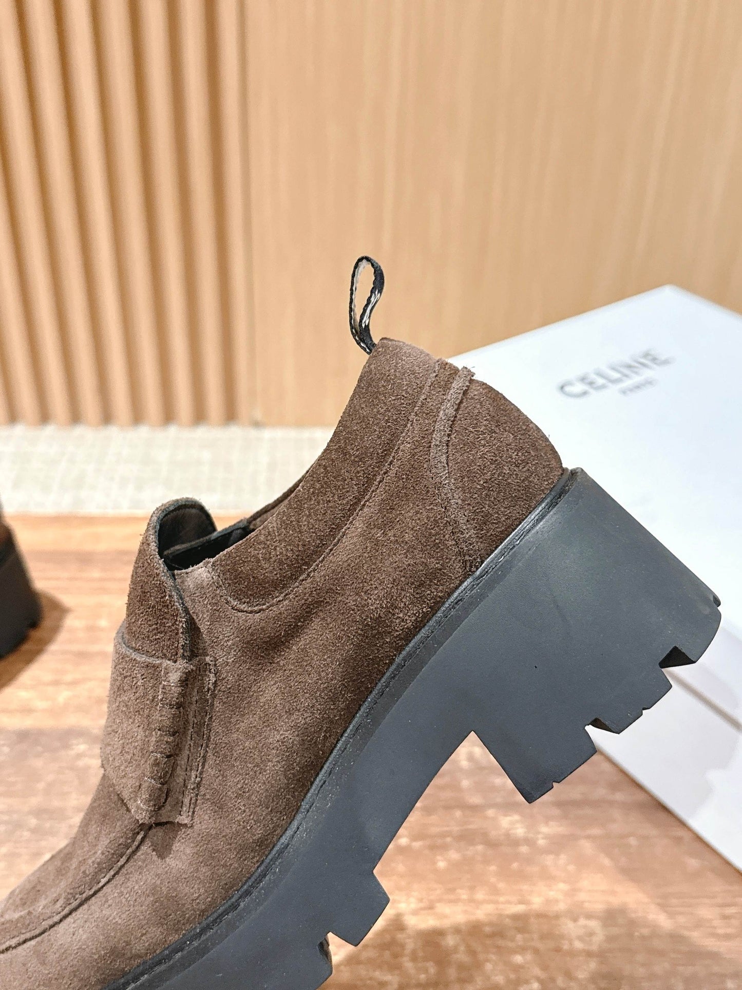 賽C家-5cm厚底麂皮樂福鞋 咖色
