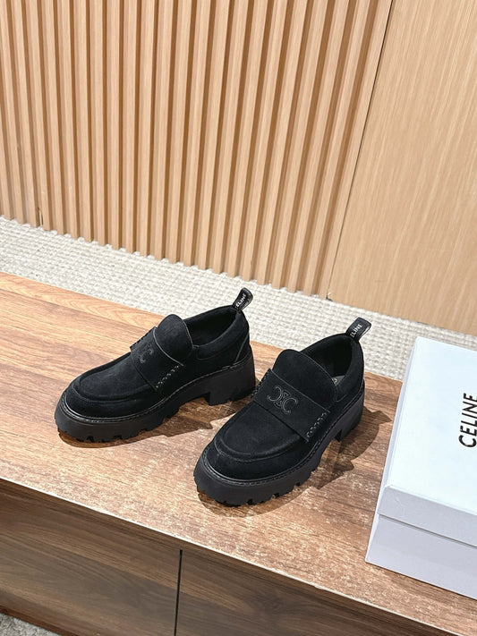 賽C家-5cm厚底麂皮樂福鞋 黑色