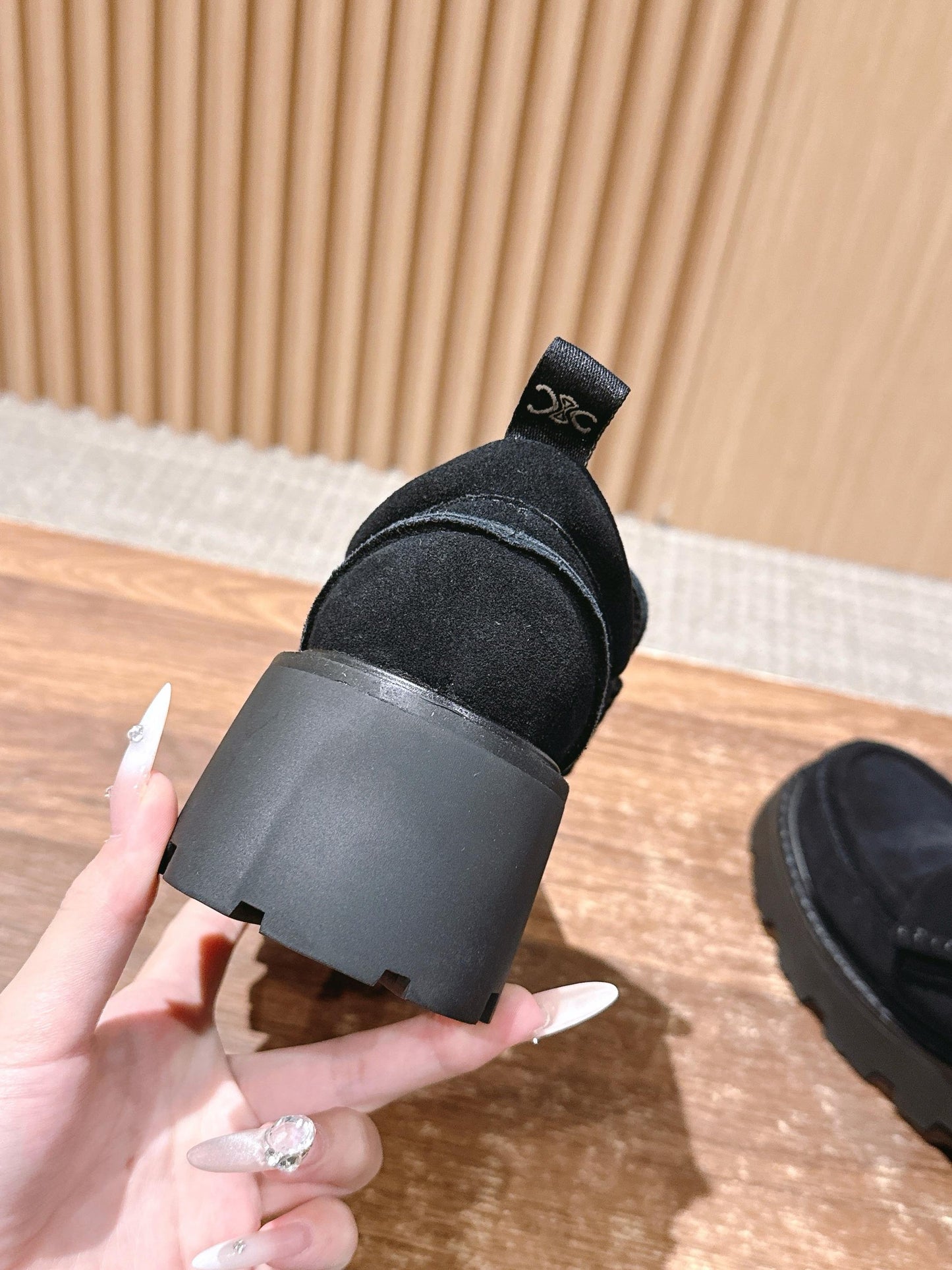 賽C家-5cm厚底麂皮樂福鞋 黑色