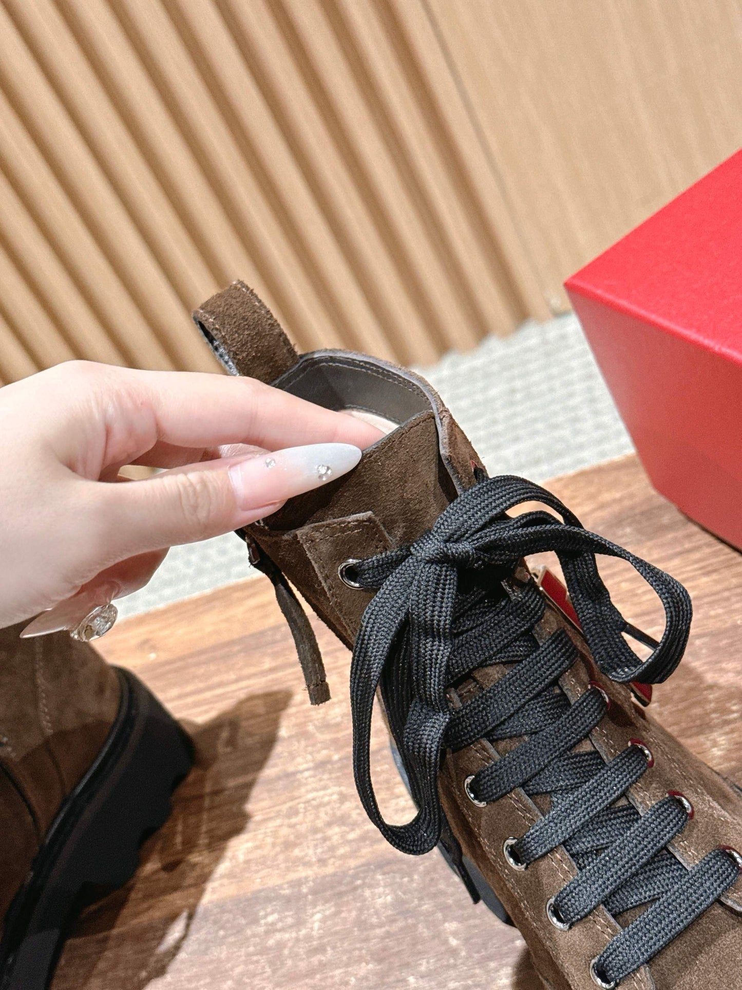 RV 厚底中筒靴 絨面咖色