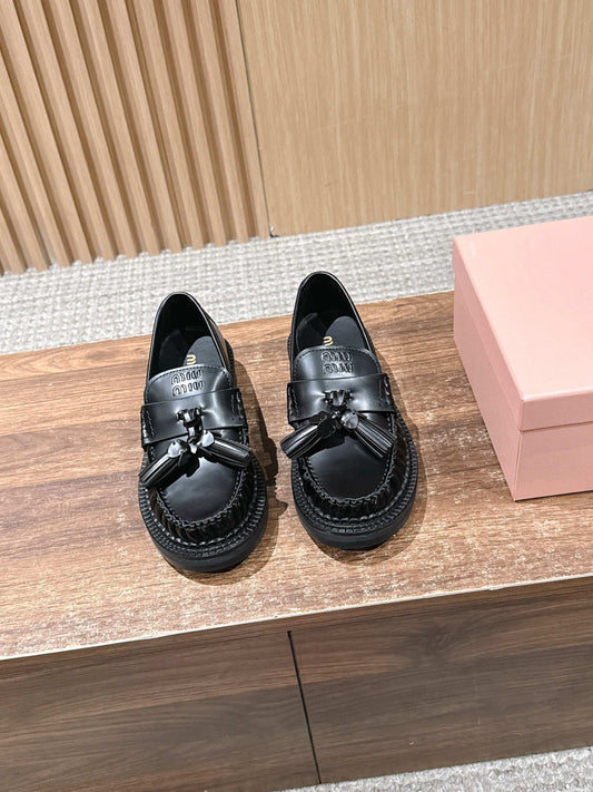 穆M家-25FW 流蘇樂福鞋 黑色
